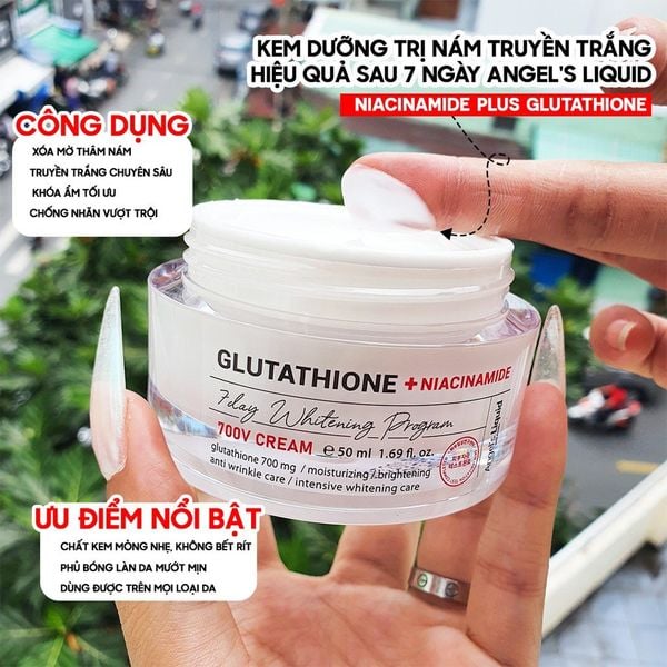 Kem dưỡng trắng Angel's Liquid Glutathione + 5% Niacinamide 7 day whitening program 700v cream 50ml
