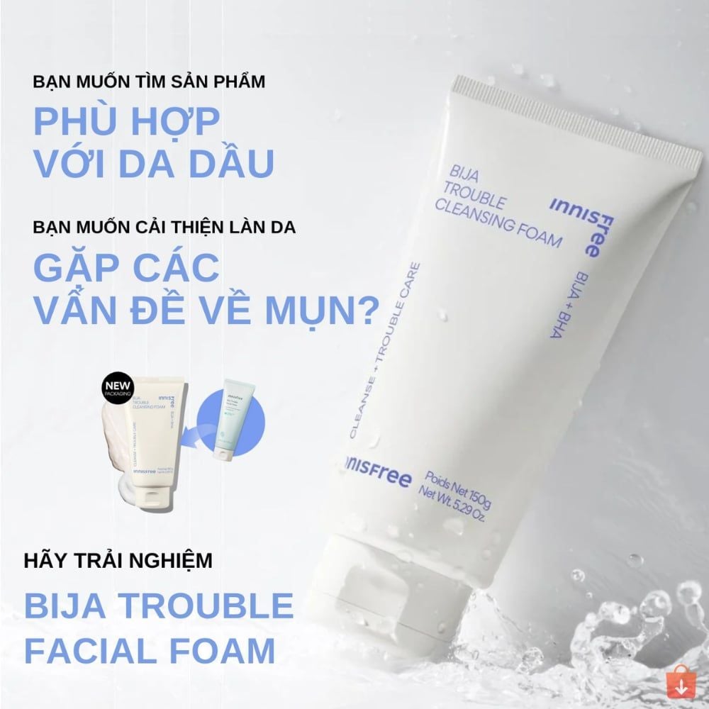 Sữa Rửa Mặt Innisfree Green Tea Hydrating Amino Acid - Bija Trouble - Volcanic Pore BHA Cleansing Foam 150g