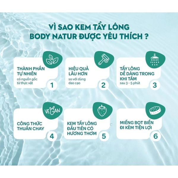 Kem Tẩy Lông Mặt, Body, Bikini, Làm Mềm Da, Nhạt Màu Lông Body Natur Cream Hair Removal Cream 200ml