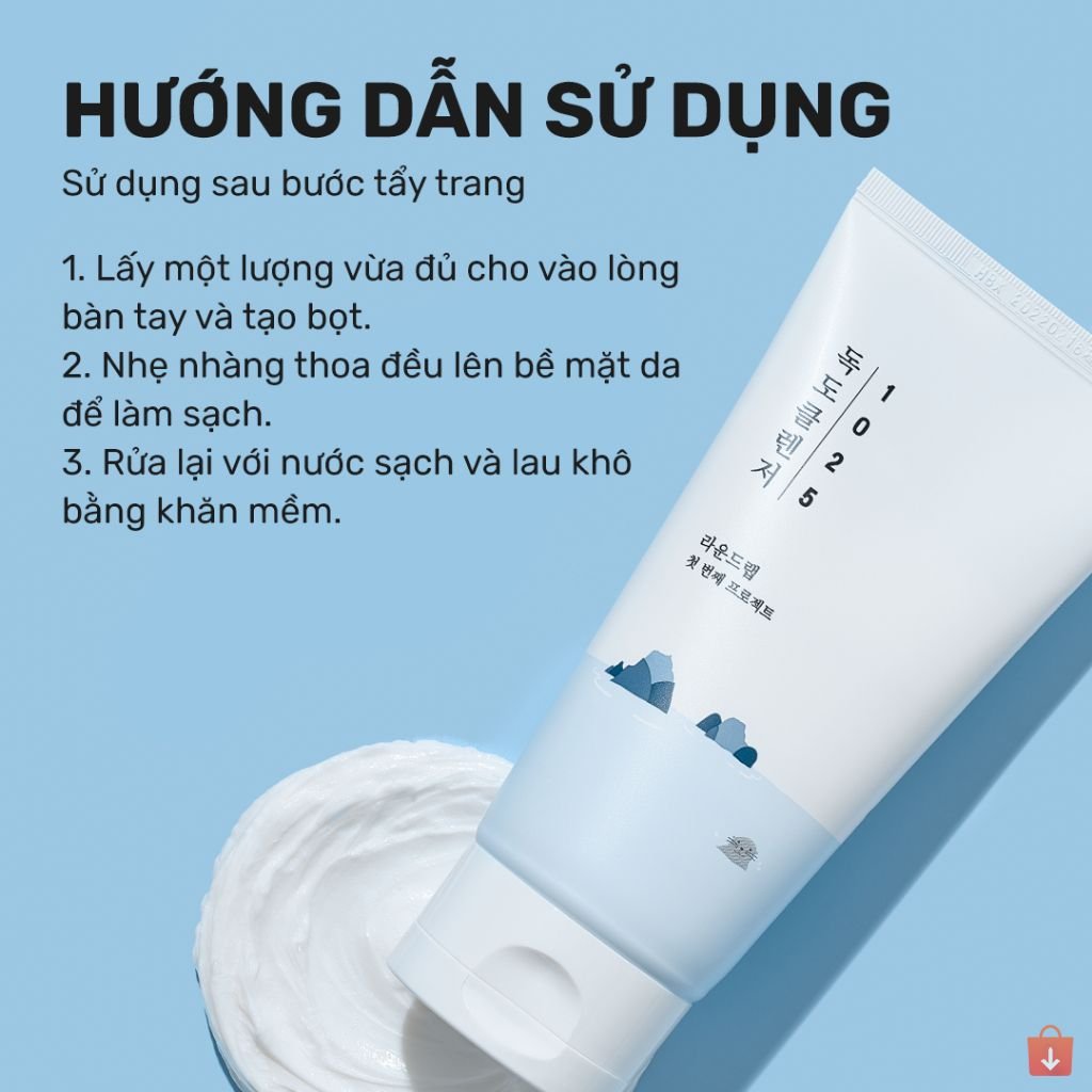 Sữa Rửa Mặt Round Lab 1025 Dokdo Cleanser 150ml tạo bọt mềm mịn dễ chịu