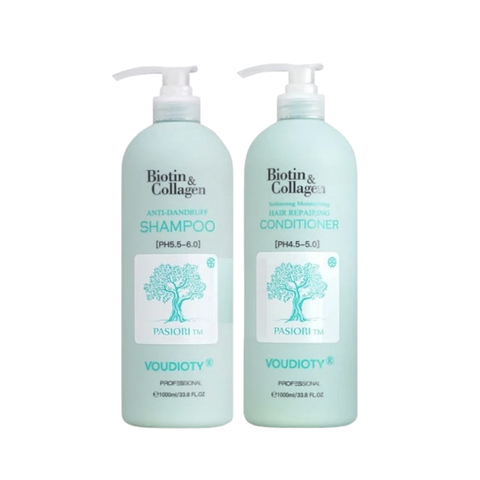 Bộ Dầu Gội Xã Phục Hồi Và Ngăn Ngừa Gàu Voudioty Biotin & Collagen Sofetening Moisturizing Anti - Dandruff ( Xanh Dương)