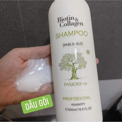 Bộ Dầu Gội Xả Phục Hồi Tóc Hư Tổn Biotin & Collagen Pasiori Voudioty Professional 500ml x 2 - Trắng
