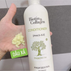 Bộ Dầu Gội Xả Phục Hồi Tóc Hư Tổn Biotin & Collagen Pasiori Voudioty Professional 500ml x 2 - Trắng