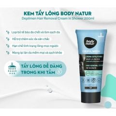 Kem Tẩy Lông Mặt, Body, Bikini, Làm Mềm Da, Nhạt Màu Lông Body Natur Cream Hair Removal Cream 200ml