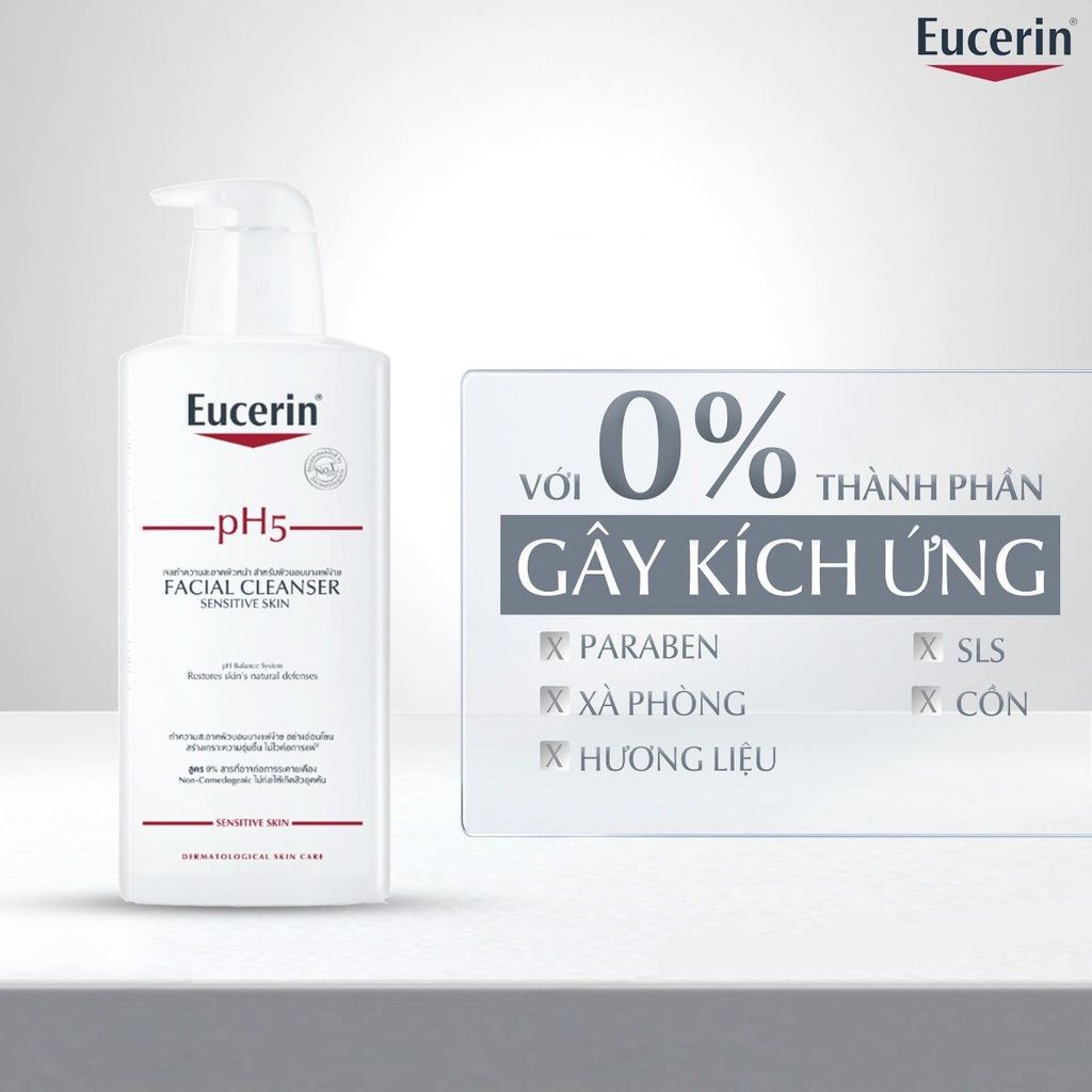 Sữa Rửa Mặt Dịu Nhẹ Cho Da Nhạy Cảm Eucerin pH5 Sensitive Skin Facial Cleanser 400ml