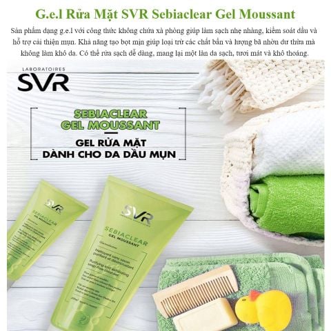 Gel rửa mặt cho da dầu mụn SVR Sebiaclear Gel Moussant