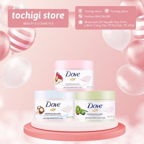 Tẩy da chết Dove Exfoliating Body Scrub Macadamia & Rice Milk 225ml