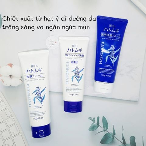 Sữa rửa mặt trắng da Hatomugi Cleansing Foam hạt Ý Dĩ