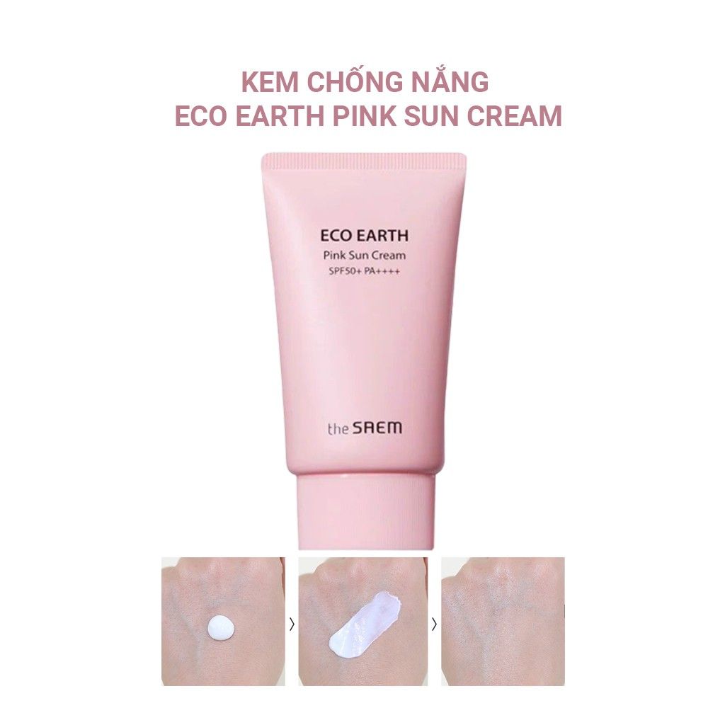 Kem Chống Nắng Nâng Tone, Kiềm Dầu Sắc Hồng the SAEM Eco Earth Pink Sun Cream 50g