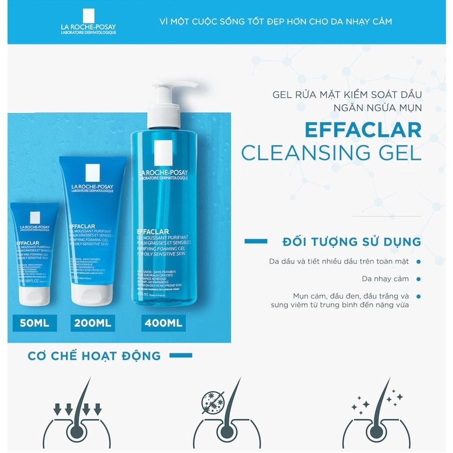 Gel Rửa Mặt Tạo Bọt Cho Da Dầu Nhạy Cảm La Roche Posay
