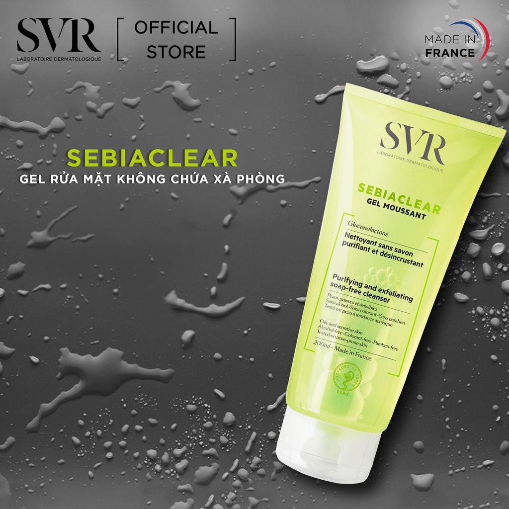 Gel rửa mặt cho da dầu mụn SVR Sebiaclear Gel Moussant