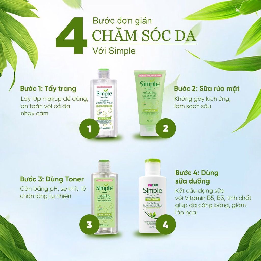 Gel Rửa Mặt Simple Dịu Nhẹ Cho Da Nhạy Cảm Kind To Skin Refreshing Facial Wash 150ml
