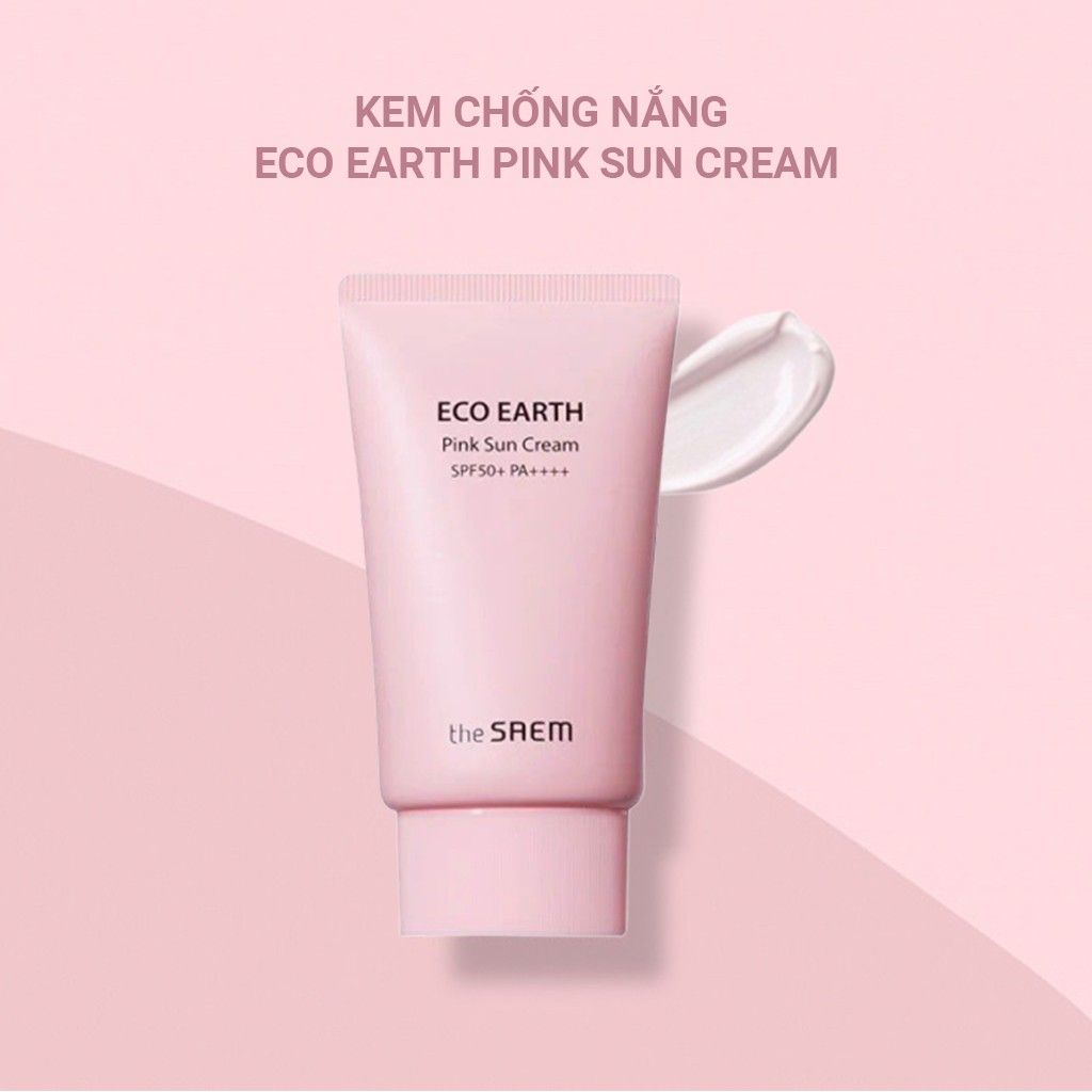 Kem Chống Nắng Nâng Tone, Kiềm Dầu Sắc Hồng the SAEM Eco Earth Pink Sun Cream 50g