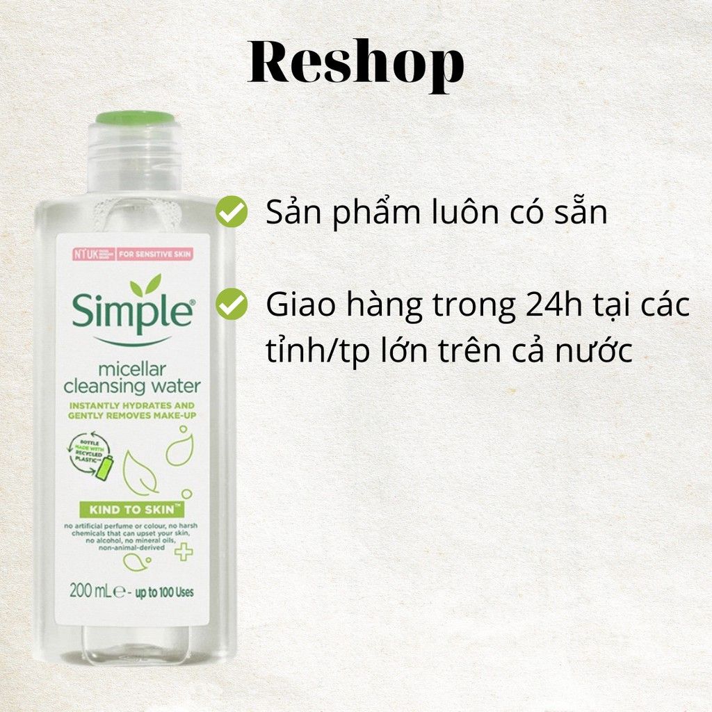 Nước Tẩy Trang Simple Micellar Cleansing Water 200ml