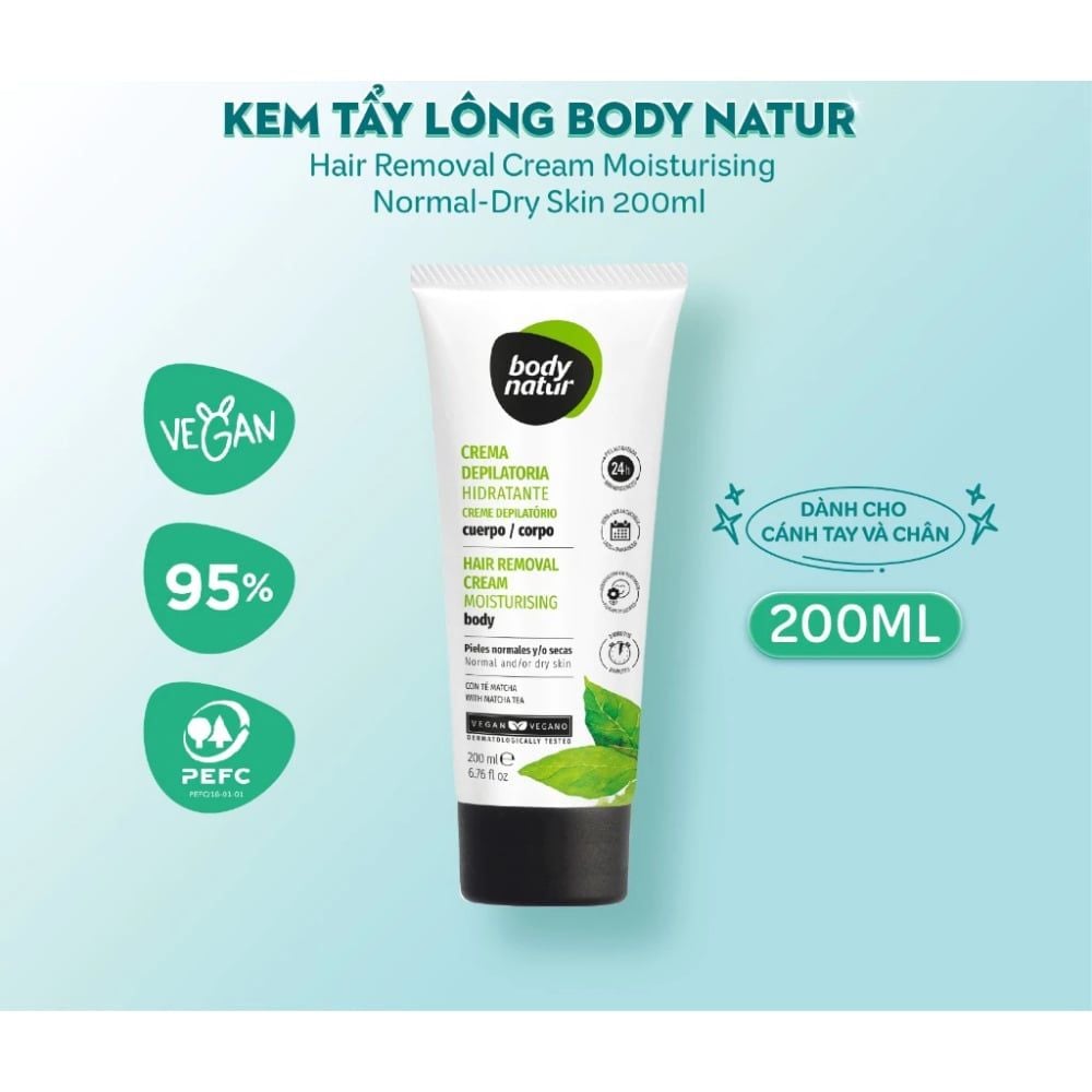 Kem Tẩy Lông Mặt, Body, Bikini, Làm Mềm Da, Nhạt Màu Lông Body Natur Cream Hair Removal Cream 200ml