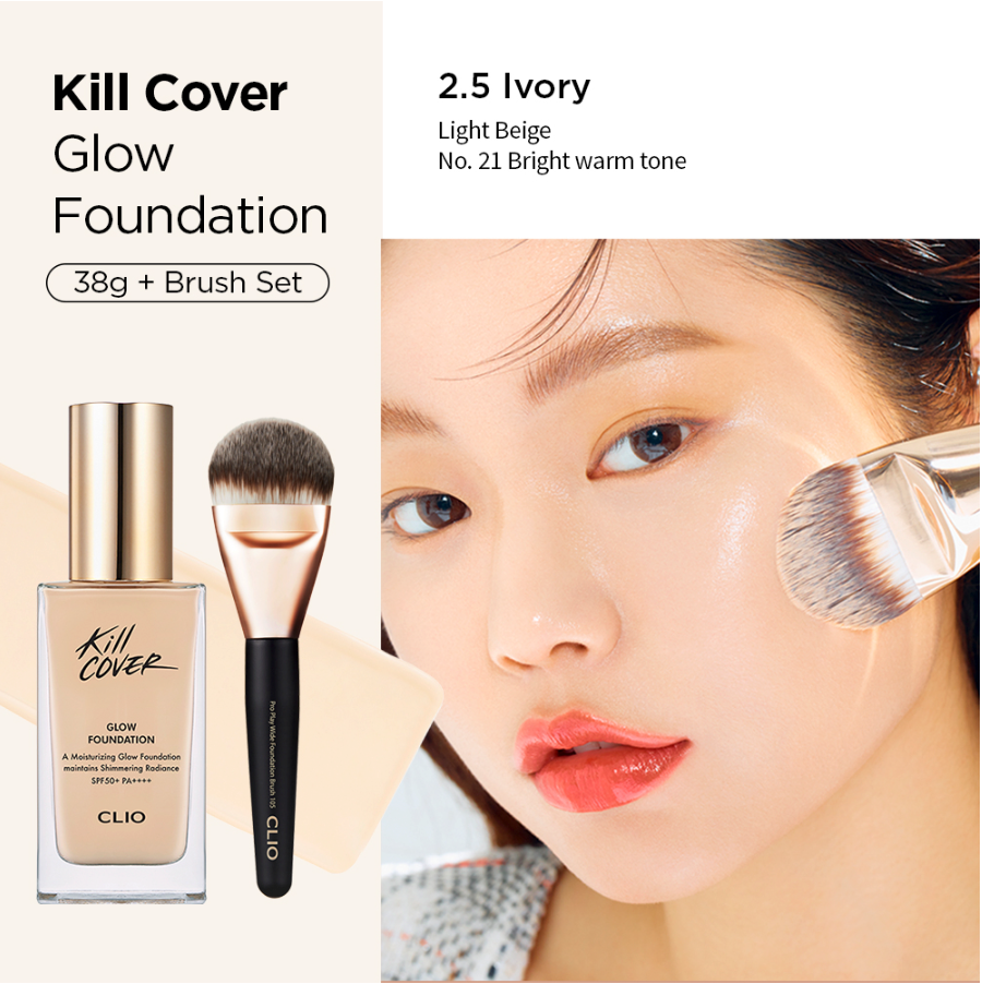 Kem Nền Bóng Mượt CLIO KILL COVER GLOW FOUNDATION SPF50+ PA++++ 38g