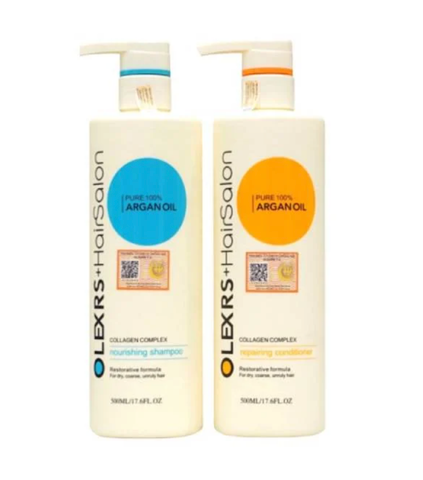 Cặp Dầu Gội Xả Olexrs Argan Oil Collagen Hair Salon ngăn ngừa dụng tóc 500ml