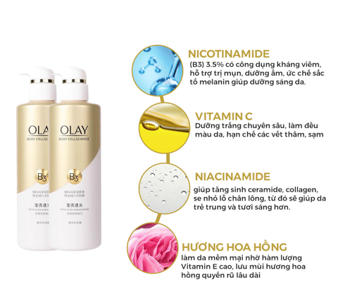 Sữa Tắm Trắng Da Body Olay B3 Vitamin C 500ml