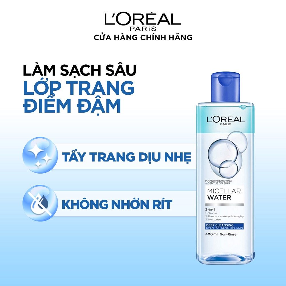 Nước tẩy trang cho mọi loại da Loreal Paris 3-in-1 Micellar Water