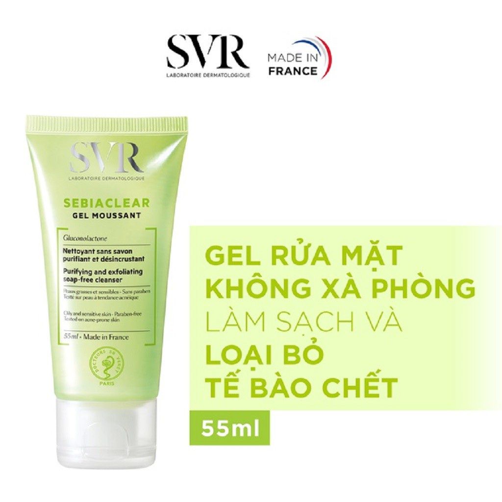 Gel rửa mặt cho da dầu mụn SVR Sebiaclear Gel Moussant