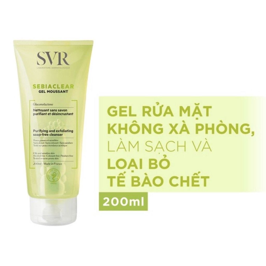 Gel rửa mặt cho da dầu mụn SVR Sebiaclear Gel Moussant