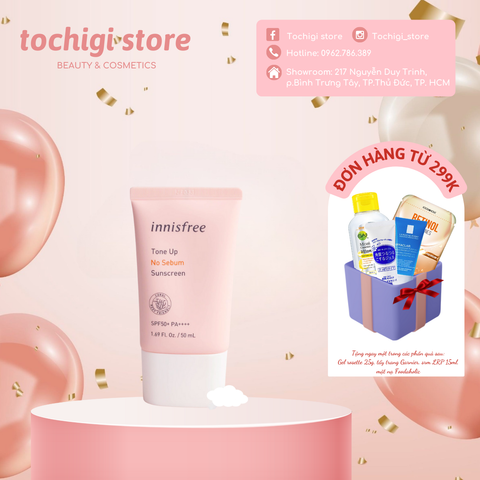 Kem chống nắng Innisfree Tone Up No Sebum Sunscreen SPF50+/PA++++