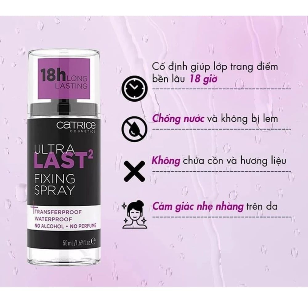 Xịt Khóa Nền Kiềm Dầu, Giữ Ẩm, Căng Bóng, Lâu Trôi Catrice Fixing Spray 50ml
