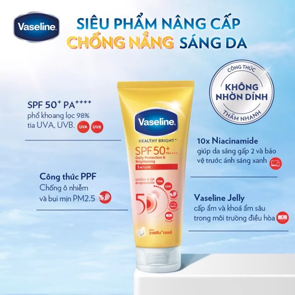Sữa Dưỡng Thể Giúp Hỗ Trợ Sáng Da Chống Nắng Vaseline Healthy Bright Bảo Vệ Da Hàng Ngày Spf50+ Pa++++ 300ML