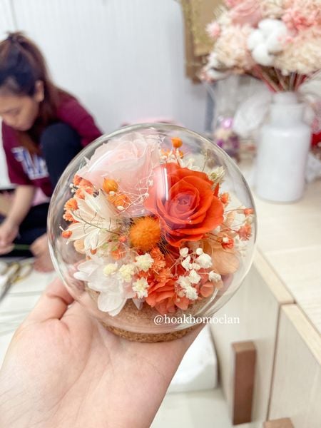  Set Túi quà tặng Chụp thuỷ tinh 10cm + Bó hoa Mini 