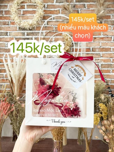  Set Túi quà tặng Bó hoa khô Mini Multicolor + Thiệp 