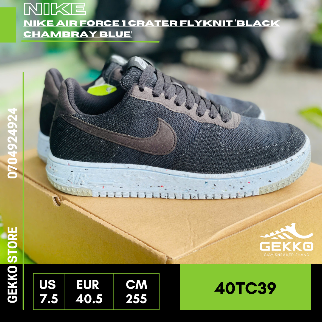 Nike Air Force Crater Flyknit 'Black Chambray Blue' – Gekko