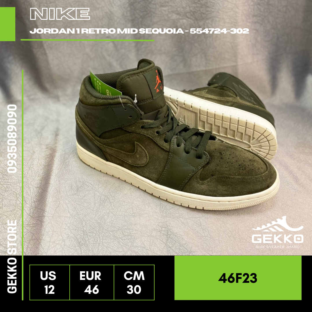 Jordan 1 Retro Mid Sequoia 554724 302 Gekko 2hand Sneaker Store
