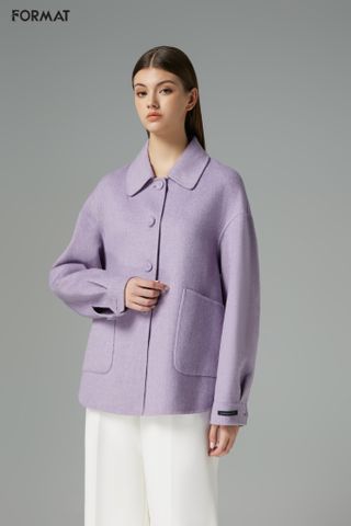 Áo khoác nữ khâu tay dài tay chất liệu dạ Wool cao cấp, túi ốp tiện dụng B973-522N