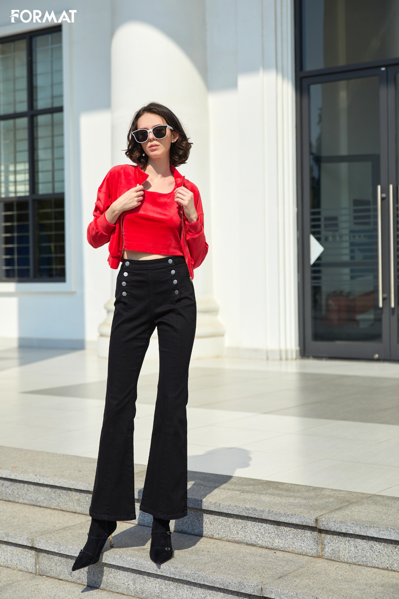 Quần jeans dài ống loe nữ B9JEA002L