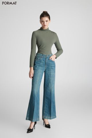 Quần Jeans nữ ống rộng B9JEA001M