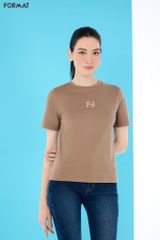 Áo T-shirt nữ ngắn tay in logo Format hiệu ứng Flock B9TSH531M