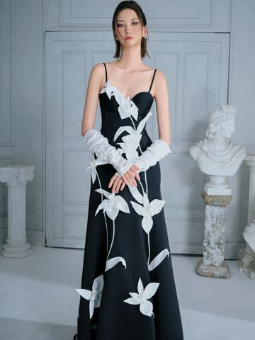  Tulip Flower Black Dress 