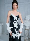  Tulip Flower Black Dress 