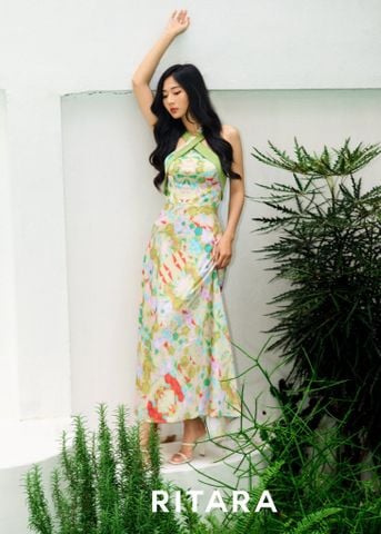  ĐẦM LỤA MEGALIC SILK GREEN 