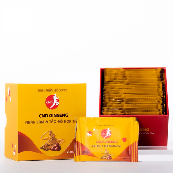 Nhân Sâm & Táo Đỏ Hòa Tan CND GINSENG Hộp 20 gói (3G/ Gói)