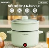  Nồi Điện Đa Năng SAMONO Lòng Nồi Chống Dính Dung Tích  1.2 Lít Công Suất 600W Chất Liệu An Toàn Thực Phẩm  Kèm Nồi Hấp  SW-DG04 