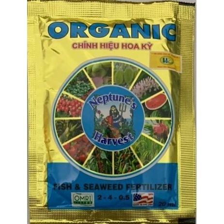 Phân bón lá hữu cơ NEPTUNE'S HARVEST FISH & SEAWEED FERTILIZER 2-4-0,5 (Phân cá) - Gói 20ml (USA)