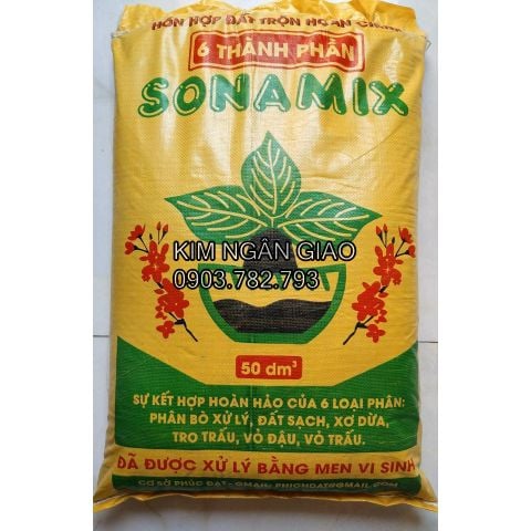 Hỗn Hợp Đất Trộn Hoàn Chỉnh 6 Thành Phần Sonamix (Sx Cơ Sở Phúc Đạt) - 50Dm3 (10Kg)