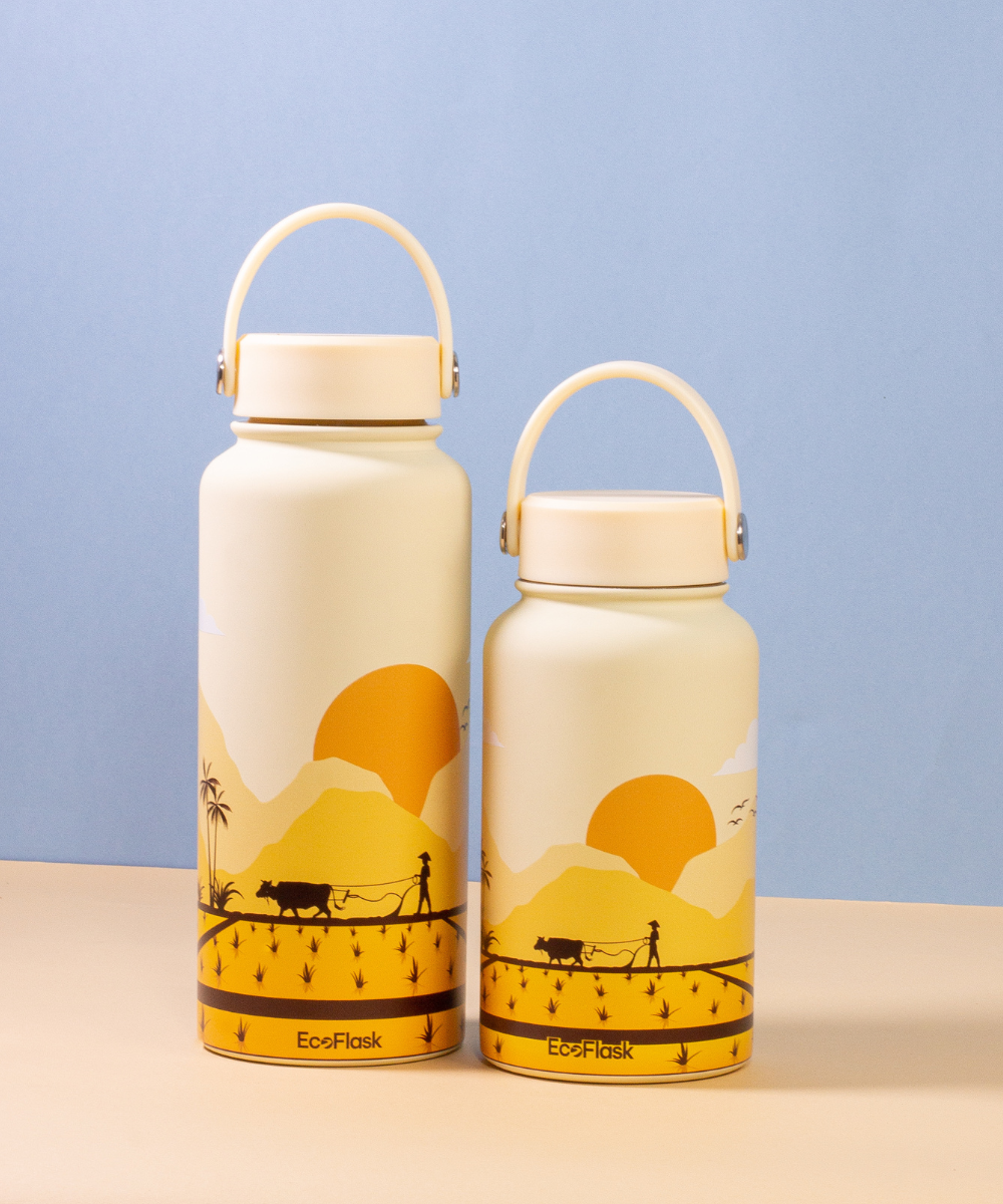 Set quà tặng bình giữ nhiệt EcoFlask - Cánh Đồng Lúa