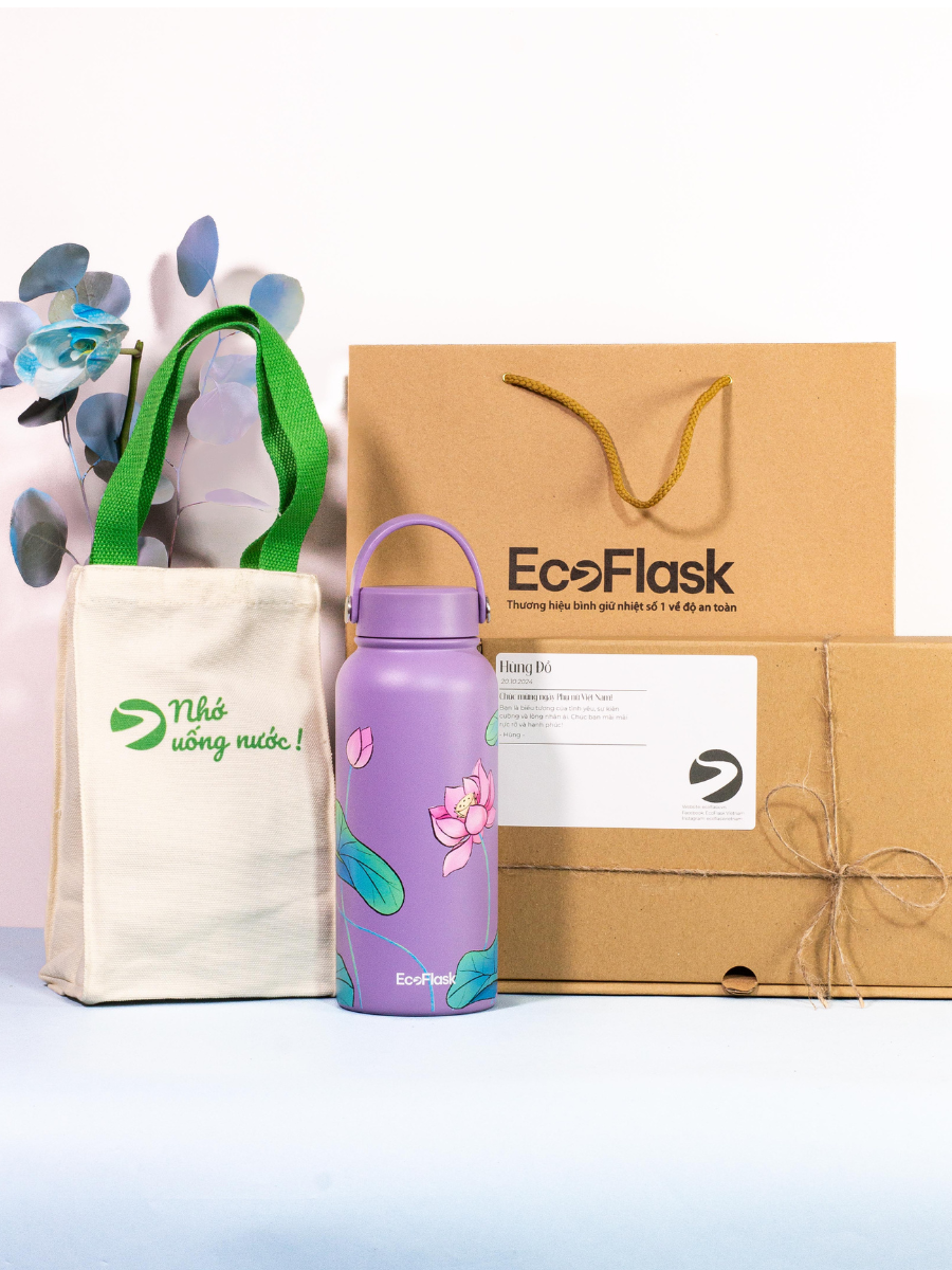 Set quà tặng bình giữ nhiệt EcoFlask - Sen Nở
