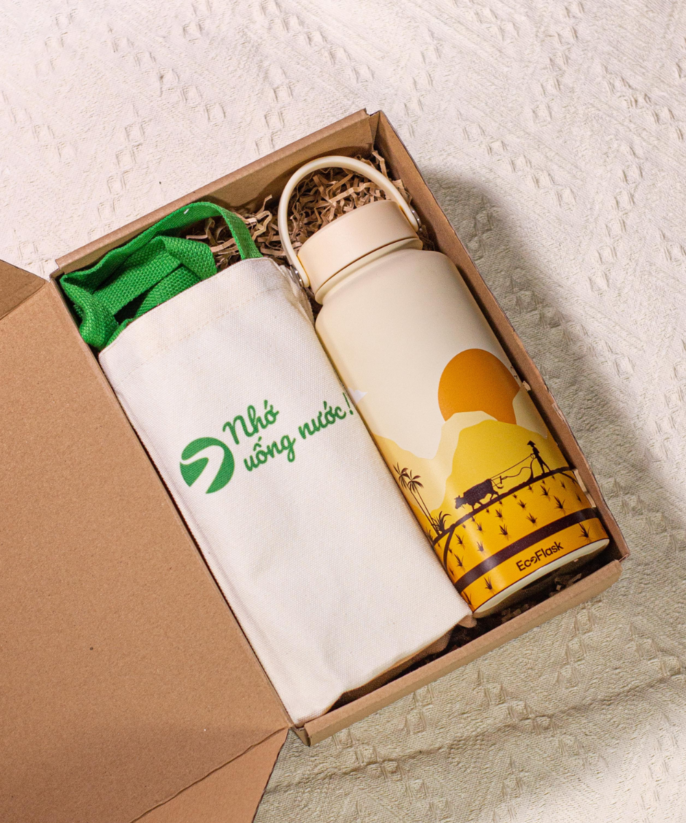 Set quà tặng bình giữ nhiệt EcoFlask - Cánh Đồng Lúa