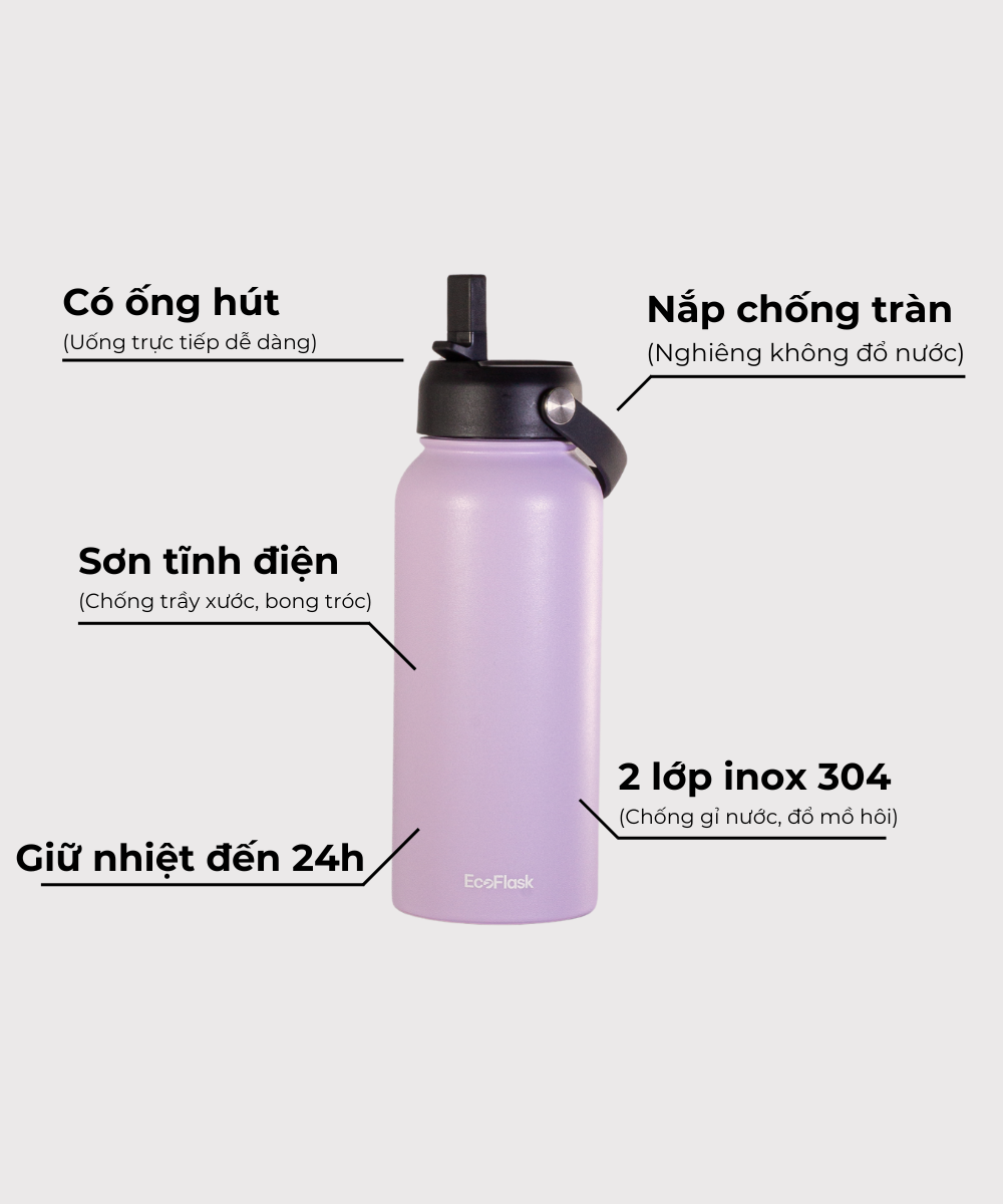 Bình giữ nhiệt EcoFlask 1000ml có ống hút - (C04)
