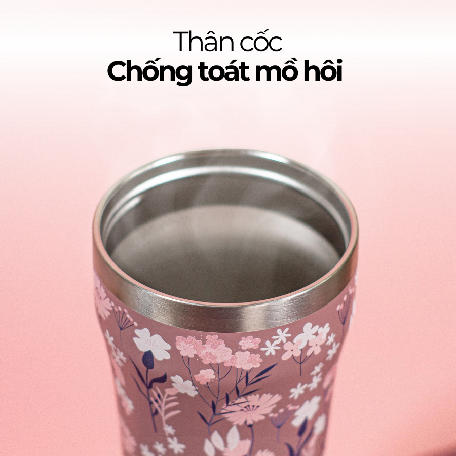 Ly giữ nhiệt, cốc giữ nhiệt EcoFlask 500ml thiết kế hoạ tiết cao cấp chính hãng, inox 304, có ống hút, bảo hành 3 năm