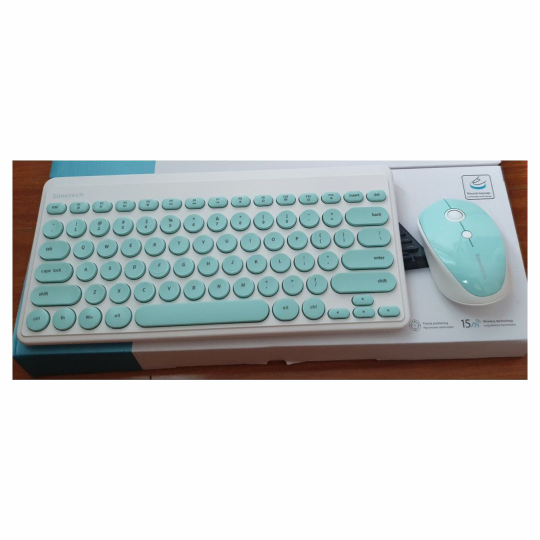 Combo ko dây Keyboard + Mouse SIMETECH SM9000 Mini Black/Blue/Pink (nút tròn)
