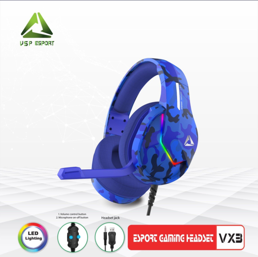 Headphone Gaming ESPORT VX3 LED